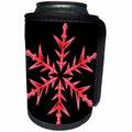 3dRose Taiche - Vector - Snowflake - Minimalistic Pink and Red Snowflake On Black - Can Cooler Bottle Wrap (cc_273615)