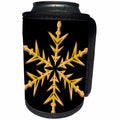 3dRose Taiche - Vector - Snowflake - Minimalistic Golden Snowflake On Black - Can Cooler Bottle Wrap (cc_273619)