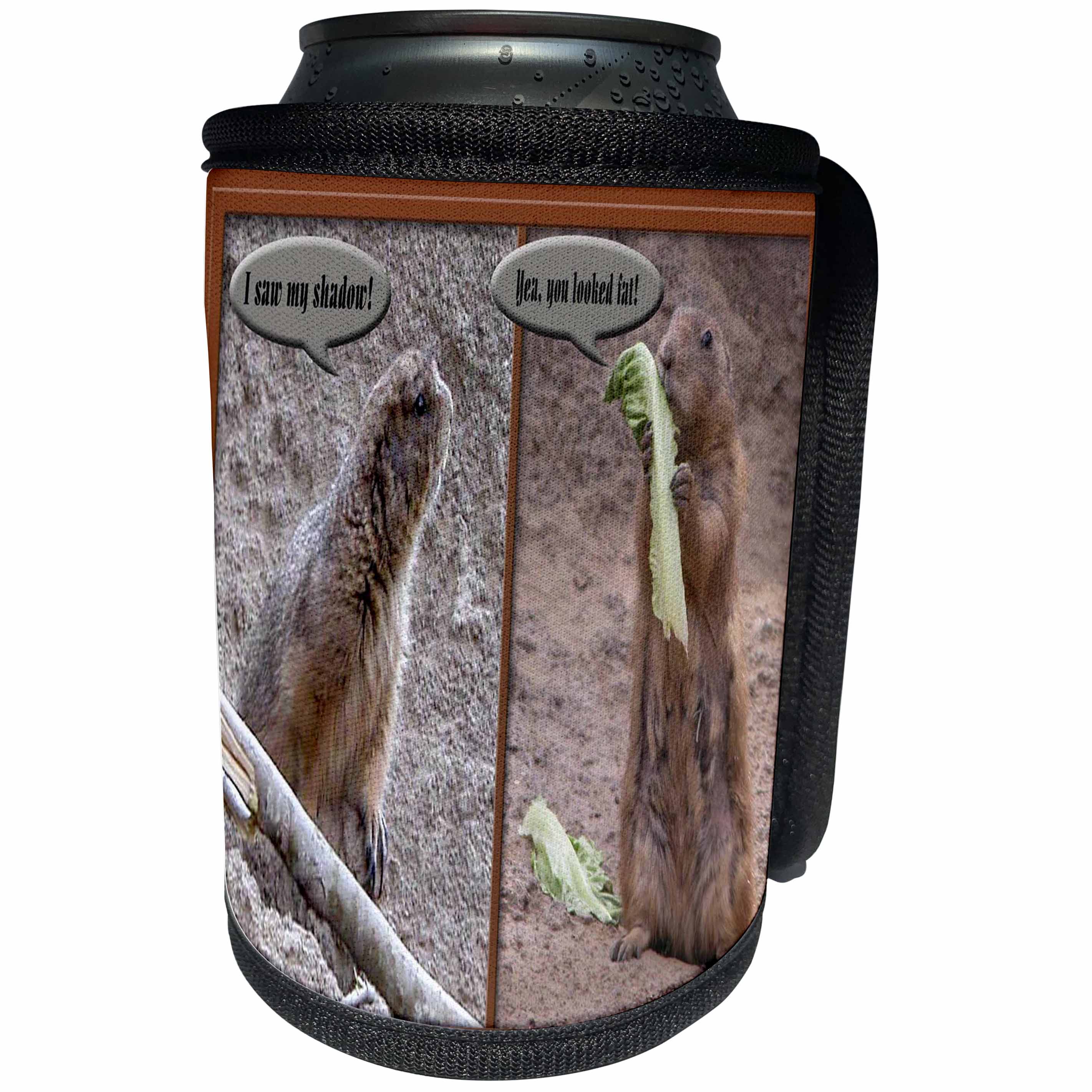 3dRose Beverly Turner Groundhog Photography - GroundHog Humor - Can Cooler Bottle Wrap (cc_27362)