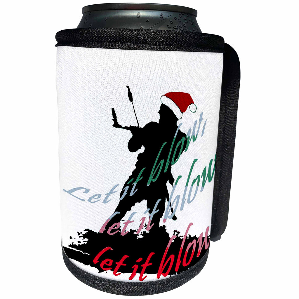 3dRose Taiche - Tee Shirt - Christmas Kitesurf - Let It Blow Christmas Holiday Kitesurfing - Can Cooler Bottle Wrap (cc_273621)