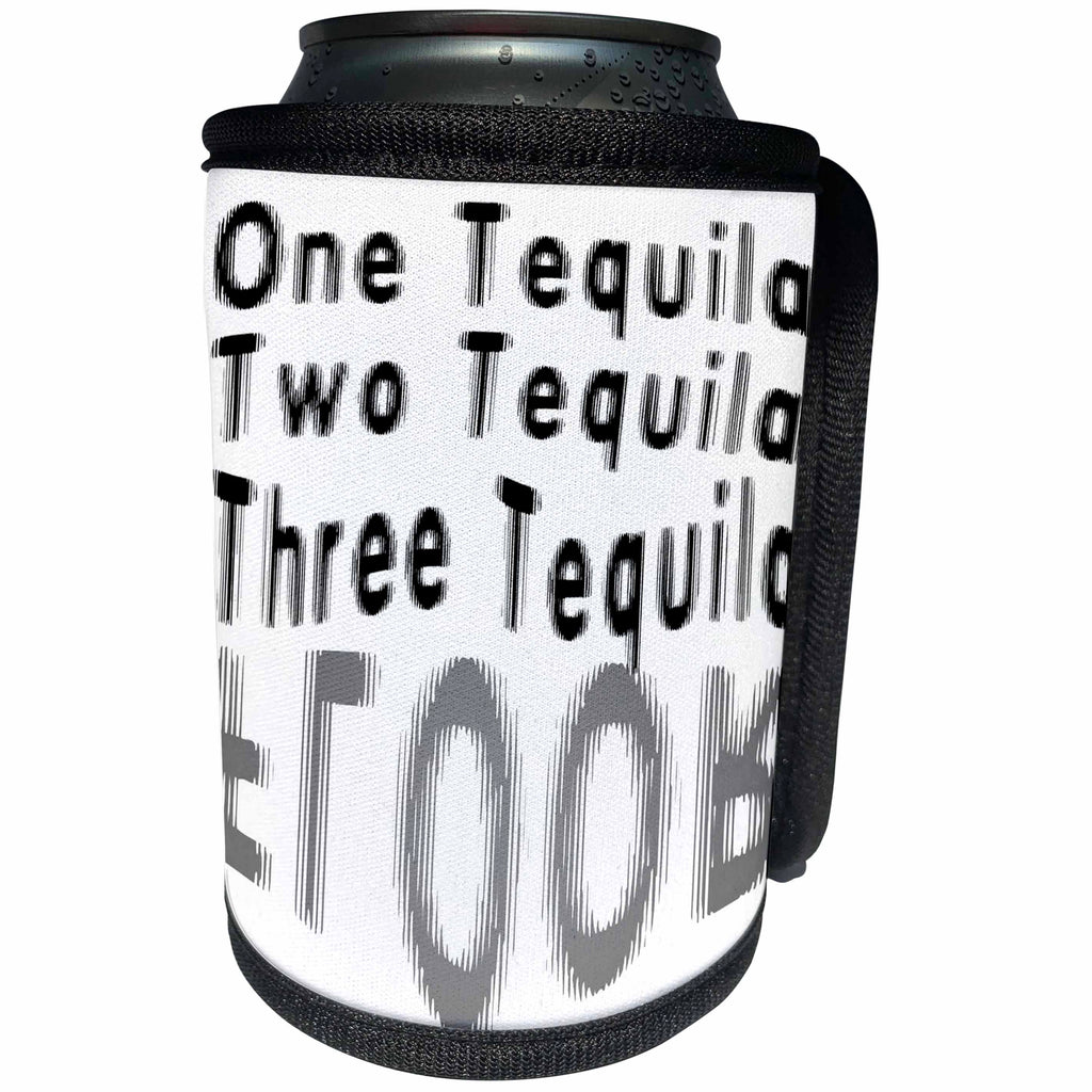 3dRose Taiche - Tee Shirt - Tequila - Blurred Vision One Tequila Two Tequila Three Tequila FLOOR White - Can Cooler Bottle Wrap (cc_273628)