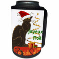 3dRose Taiche - Vector - Christmas Humor - Joyeux Noel Le Chat Noir Christmas Parody - Can Cooler Bottle Wrap (cc_273630)