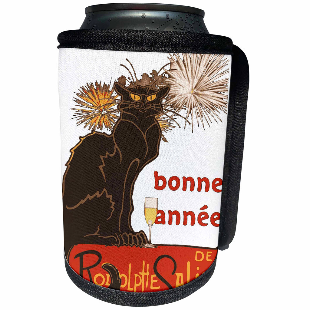3dRose Taiche - Vector - New Year Humor - Bonne Annee Happy New Year Parody - Can Cooler Bottle Wrap (cc_273633)