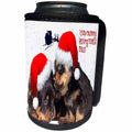 3dRose Taiche - Vector - Rottweiler Christmas - Puppy White Christmas I Saw Mummy Kissing Santa Claus - Can Cooler Bottle Wrap (cc_273639)