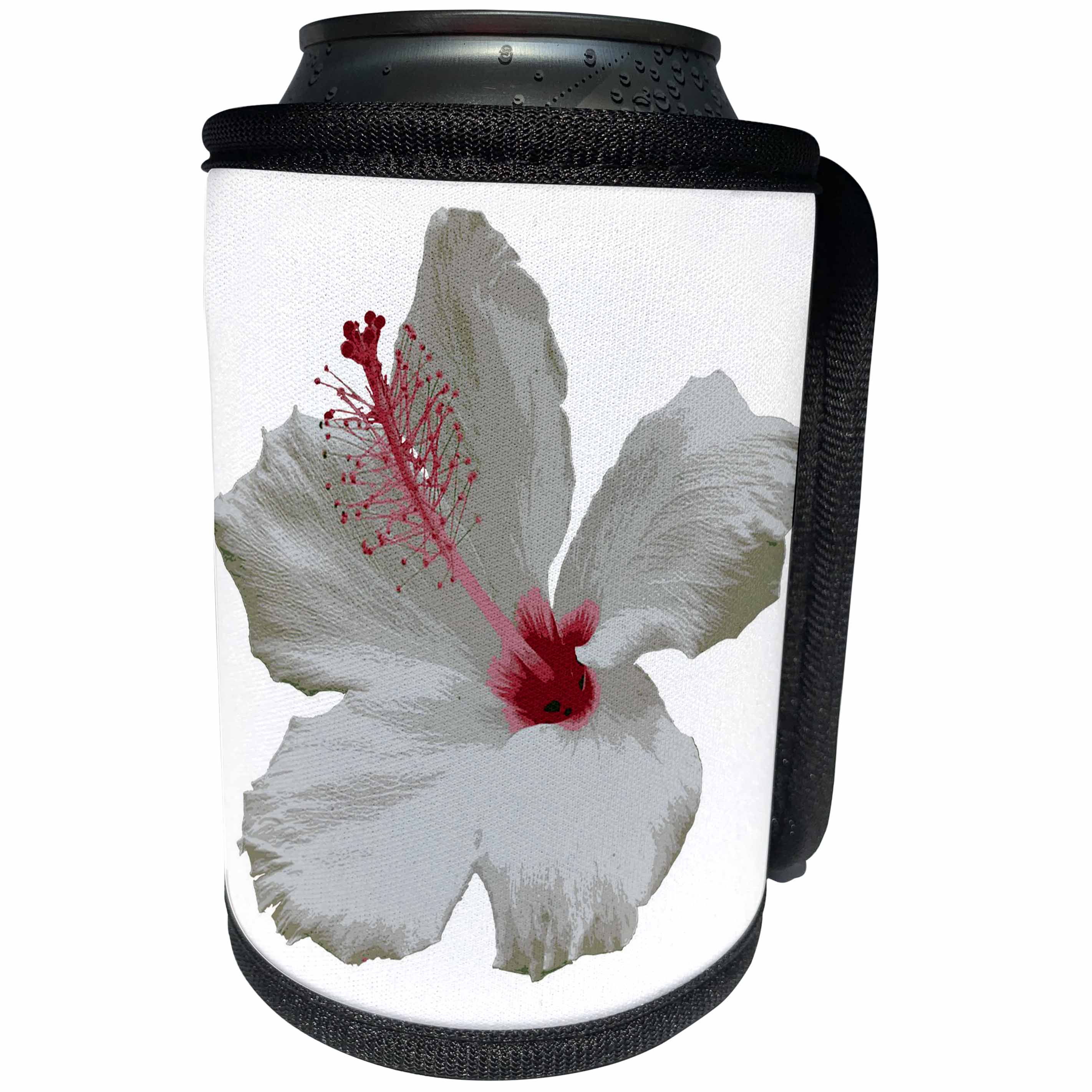 3dRose Taiche - Photography - Hibiscus - Pure White Hibiscus Tropical Flower - Can Cooler Bottle Wrap (cc_273642)