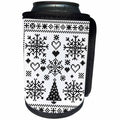 3dRose Taiche - Vector - Cross Stitch Sampler - Christmas Cross Stitch Embroidery Sampler Black And White - Can Cooler Bottle Wrap (cc_273647)