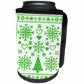 3dRose Taiche - Vector - Cross Stitch Sampler - Christmas Cross Stitch Embroidery Sampler Green And White - Can Cooler Bottle Wrap (cc_273648)