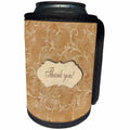 3dRose Beverly Turner Thank you Design - Sepia Vines Thank You - Can Cooler Bottle Wrap (cc_27366)