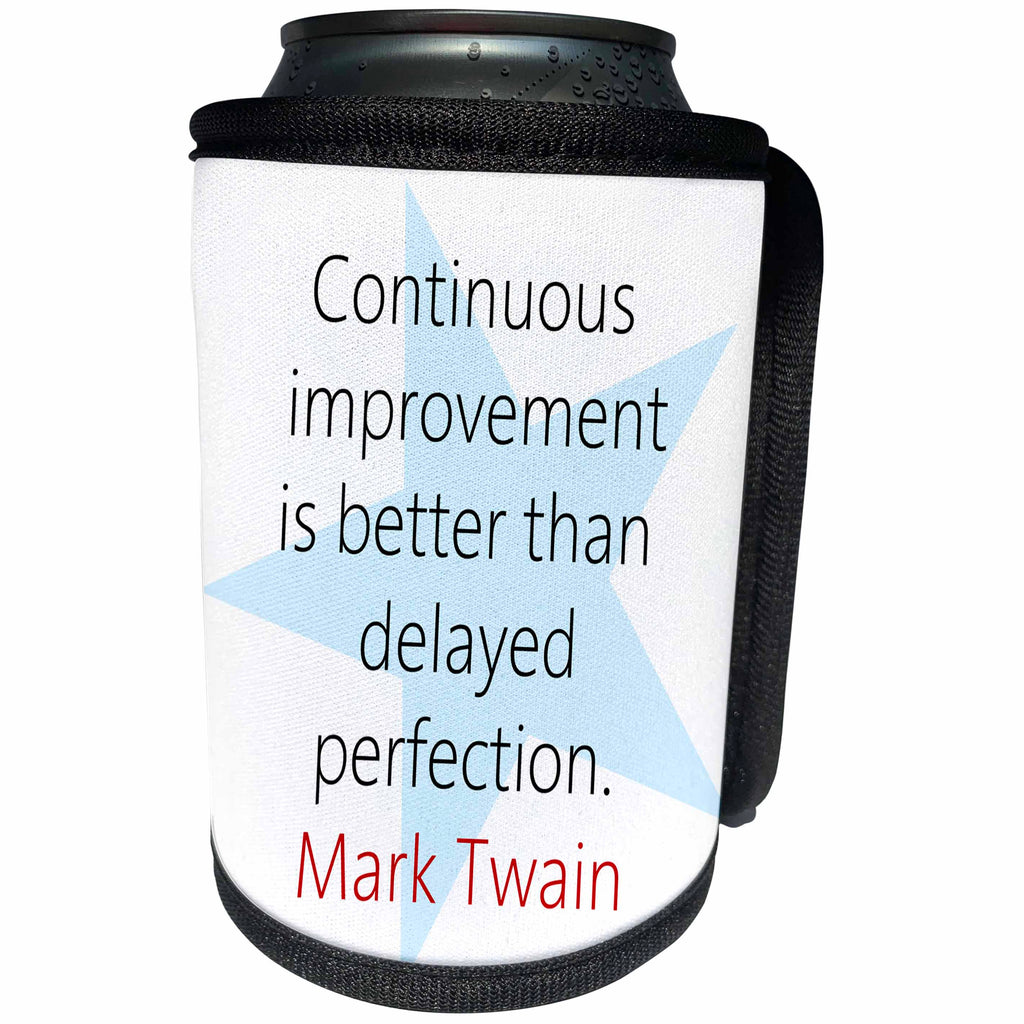 3dRose Alexis Design - Quotes Mark Twain - Mark Twain Quotes - Continuous improvement is - Can Cooler Bottle Wrap (cc_273709)