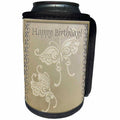 3dRose Beverly Turner Birthday Design - Golden Butterflies Happy Birthday - Can Cooler Bottle Wrap (cc_27371)