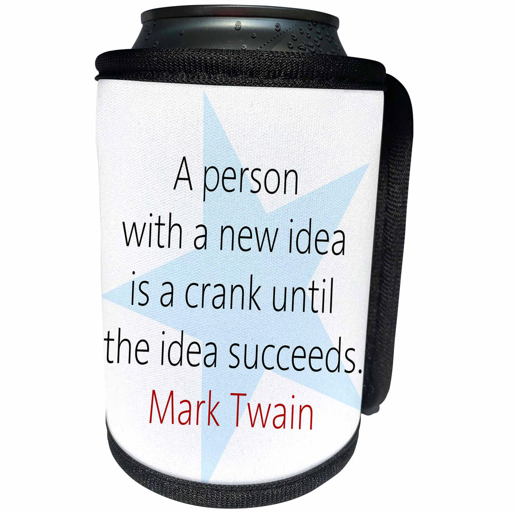 3dRose Alexis Design - Quotes Mark Twain - Mark Twain Quotes - A person with a new idea is - Can Cooler Bottle Wrap (cc_273714)