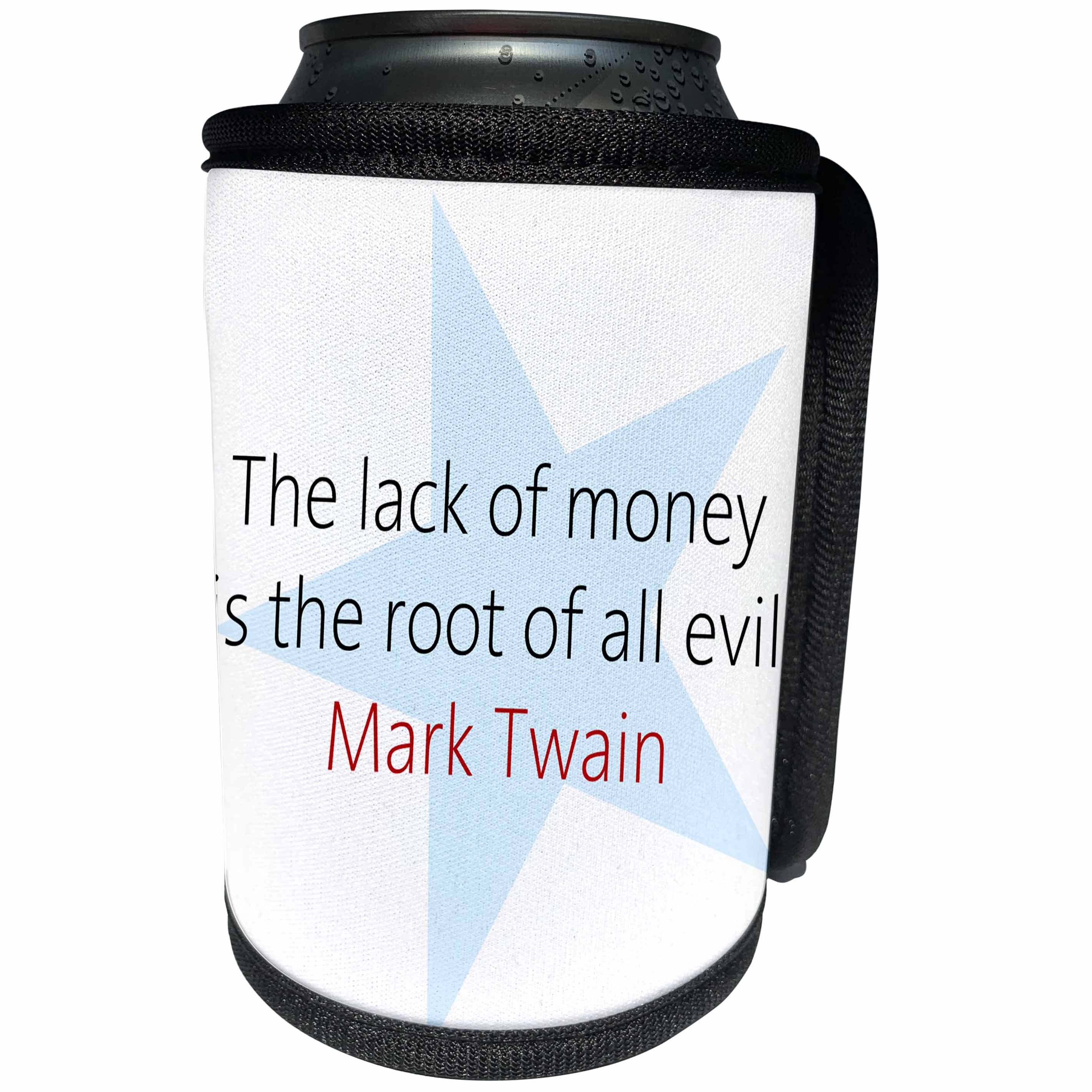 3dRose Alexis Design - Quotes Mark Twain - Mark Twain Quotes - Lack of money - Can Cooler Bottle Wrap (cc_273724)