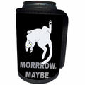 3dRose Alexis Design - Funny Cats - Funny lazy white cat with green eyes on black. Morrrow. Maybe. - Can Cooler Bottle Wrap (cc_273746)