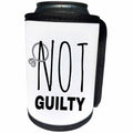 3dRose Alexis Design - Love - Black text Not guilty on white. Wedding ring hangs on the letter N - Can Cooler Bottle Wrap (cc_273747)