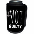 3dRose Alexis Design - Love - White text Not guilty on black. Wedding ring hangs on the letter N - Can Cooler Bottle Wrap (cc_273748)
