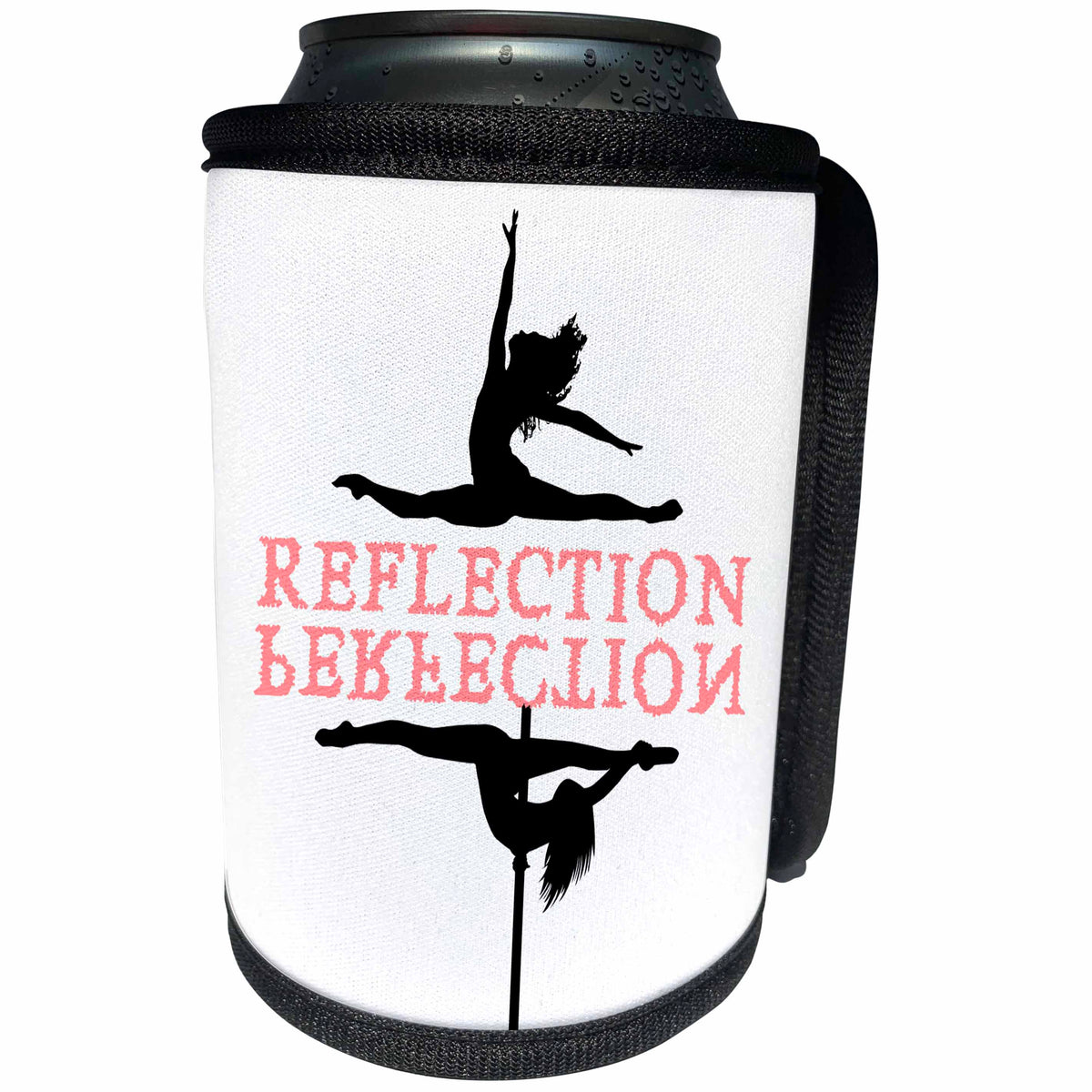 3dRose Alexis Design - Dance - Ballet and pole dancers on white. The text Reflection, Perfection - Can Cooler Bottle Wrap (cc_273749)