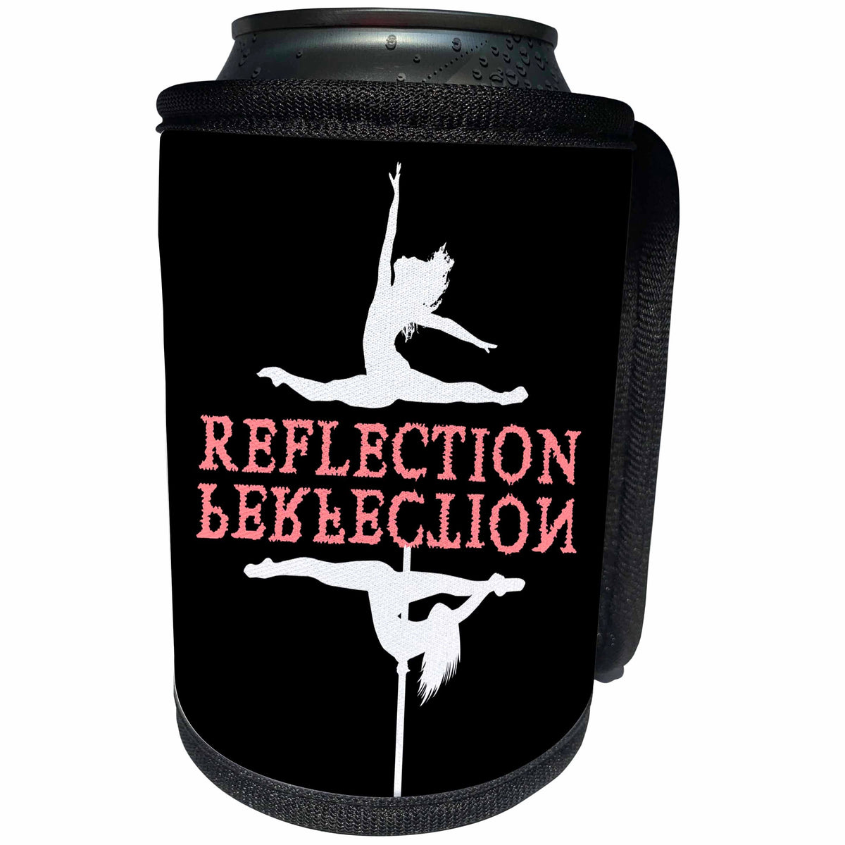 3dRose Alexis Design - Dance - Ballet and pole dancers on black. The text Reflection, Perfection - Can Cooler Bottle Wrap (cc_273750)