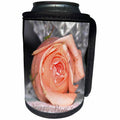 3dRose Beverly Turner Birthday Photography - Peach Rose with Vase Happy Birthday - Can Cooler Bottle Wrap (cc_27376)