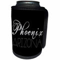 3dRose Alexis Design - American Cities - American Cities - Phoenix Arizona white text on black - Can Cooler Bottle Wrap (cc_273761)