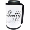 3dRose Alexis Design - American Cities - American Cities - Seattle Washington black text on white background - Can Cooler Bottle Wrap (cc_273766)