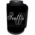 3dRose Alexis Design - American Cities - American Cities - Seattle Washington white text on black background - Can Cooler Bottle Wrap (cc_273767)
