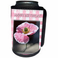 3dRose Beverly Turner Birthday Photography - Pink Poppy Flower Happy Birthday - Can Cooler Bottle Wrap (cc_27377)