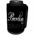 3dRose Alexis Design - Cities of the world - Cities Of The World - Berlin Germany white text on black background - Can Cooler Bottle Wrap (cc_273770)