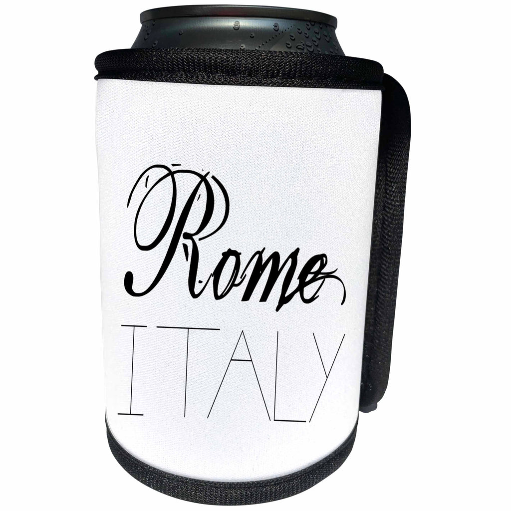 3dRose Alexis Design - Cities of the world - Cities Of The World - Rome Italy black text on white background - Can Cooler Bottle Wrap (cc_273772)