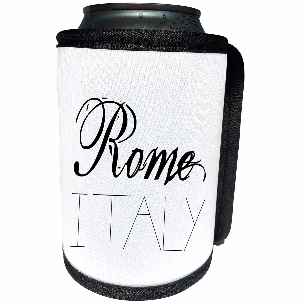 3dRose Alexis Design - Cities of the world - Cities Of The World - Rome Italy black text on white background - Can Cooler Bottle Wrap (cc_273772)