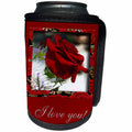 3dRose Beverly Turner I Love you Photography - Red Rose I Love you - Can Cooler Bottle Wrap (cc_27379)