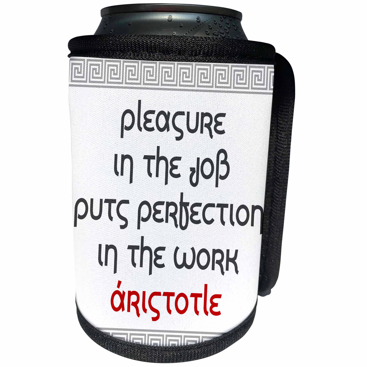3dRose Alexis Design - Quotes Aristotle - Quotes - Aristotle - Pleasure in the job - Can Cooler Bottle Wrap (cc_273821)