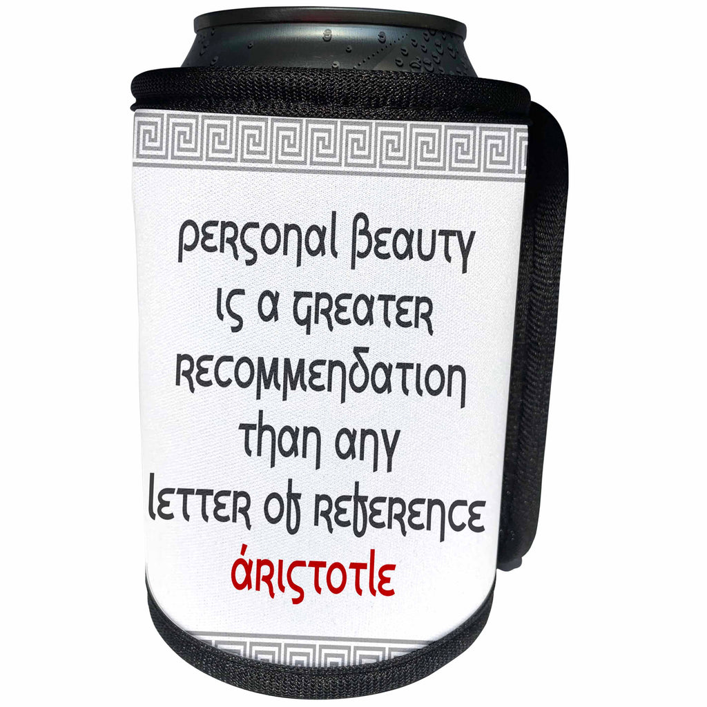 3dRose Alexis Design - Quotes Aristotle - Quotes - Aristotle - Personal beauty is - Can Cooler Bottle Wrap (cc_273824)