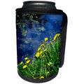 3dRose Alexis Photography - Flowers - Yellow dandelion flowers, green grass by the blue water - Can Cooler Bottle Wrap (cc_273825)
