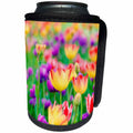 3dRose Alexis Photography - Flowers Tulip - Yellow and red tulips, multicolor background of a spring garden - Can Cooler Bottle Wrap (cc_273845)