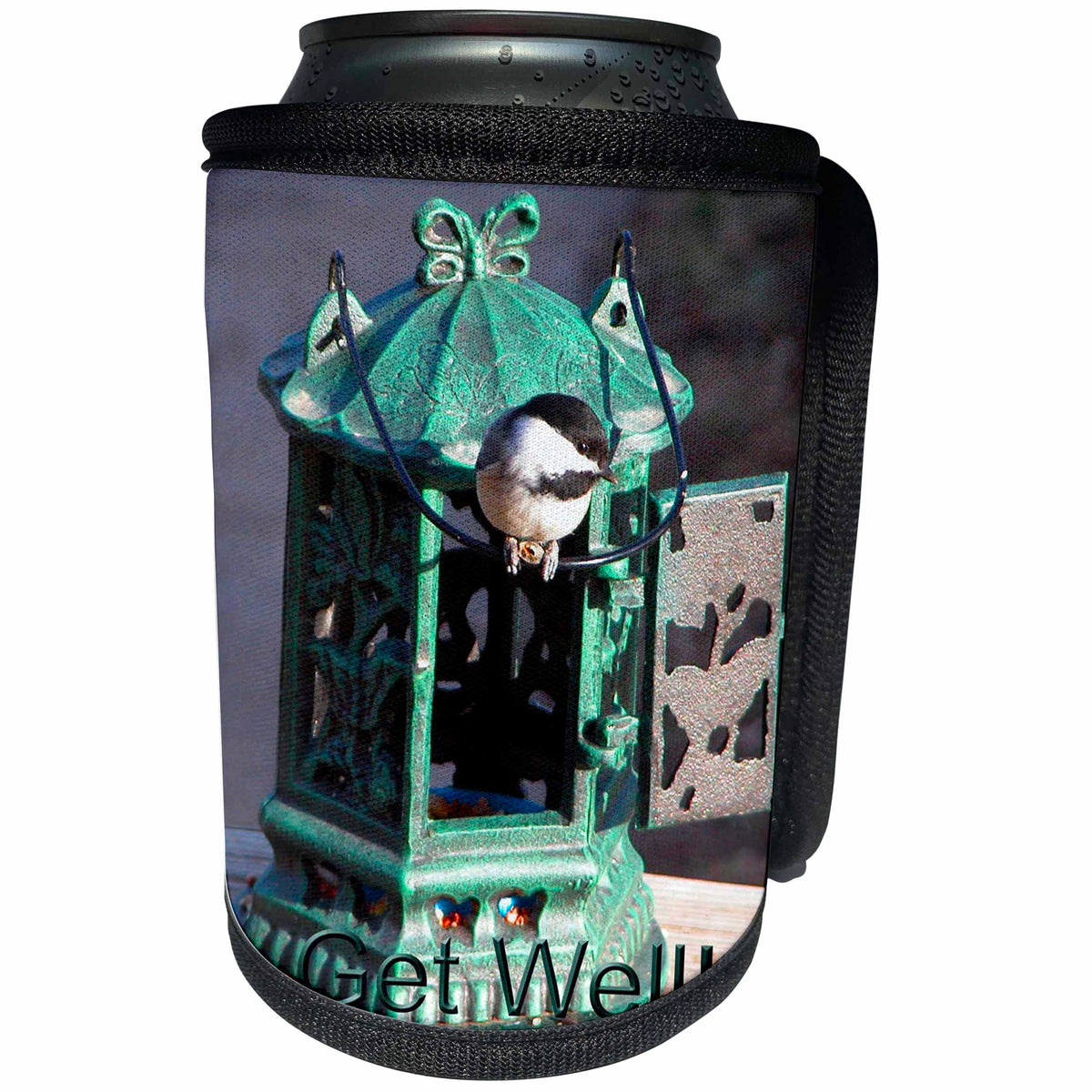 3dRose Beverly Turner Get Well Photography - Chicadee Get Well - Can Cooler Bottle Wrap (cc_27385)
