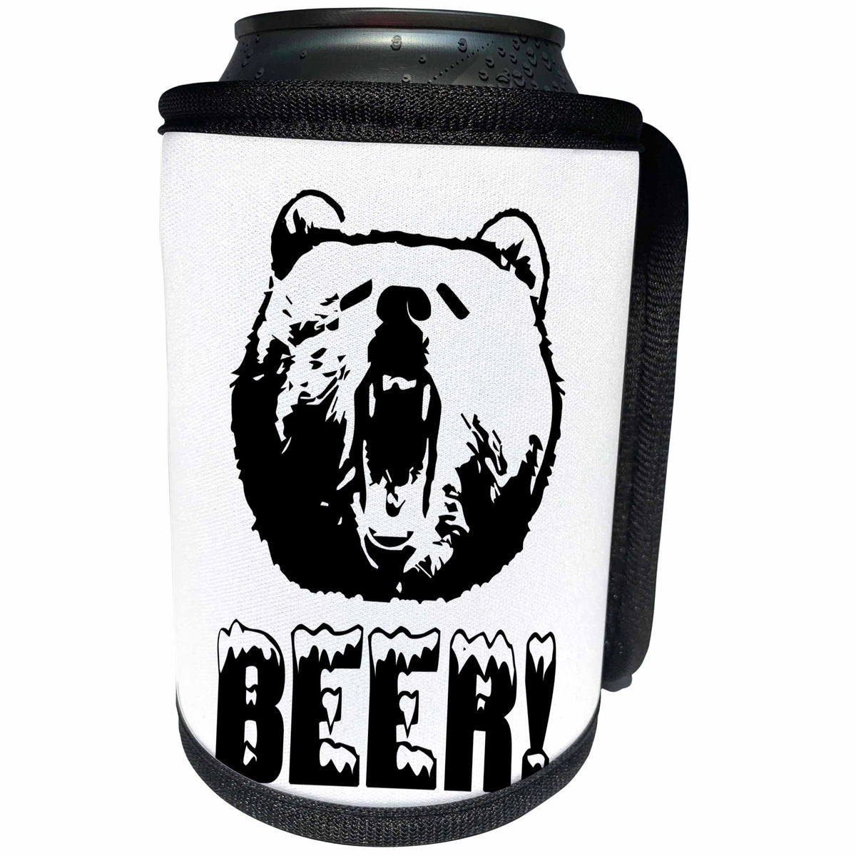 3dRose Alexis Design - Funny Beer - Silhouette head of a shouting brown bear and a text Beer - Can Cooler Bottle Wrap (cc_273867)