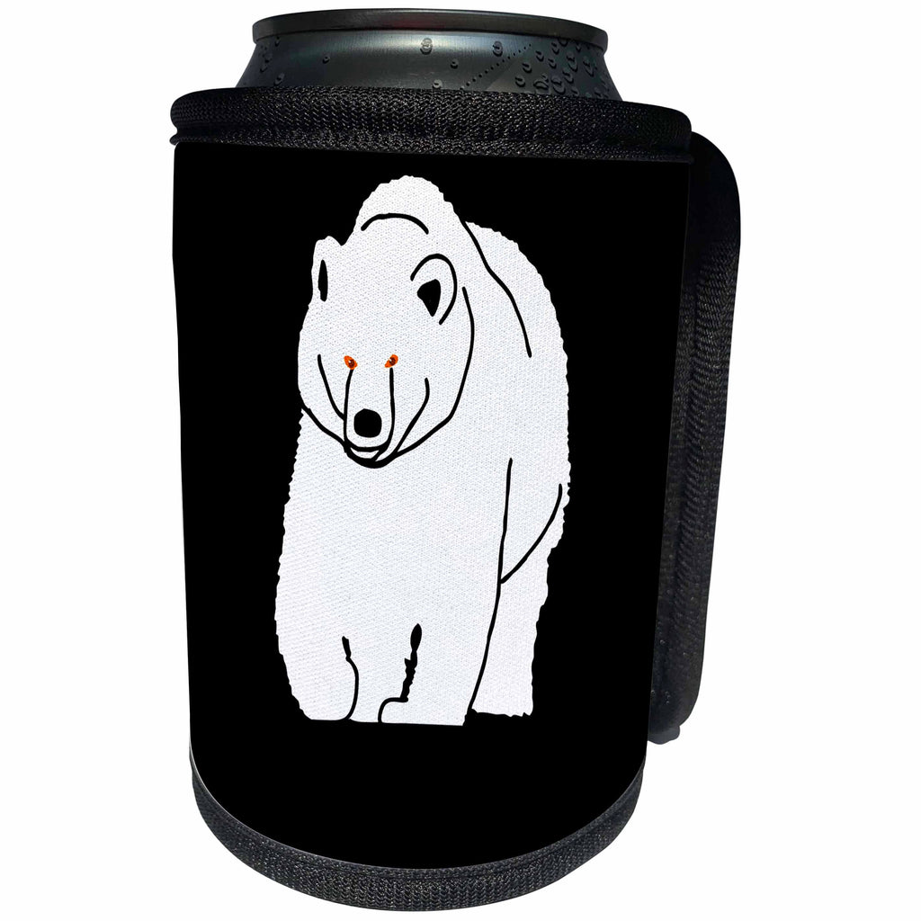 3dRose Alexis Design - Fauna Bear - White silhouette of a bear on black. Add your custom text - Can Cooler Bottle Wrap (cc_273870)