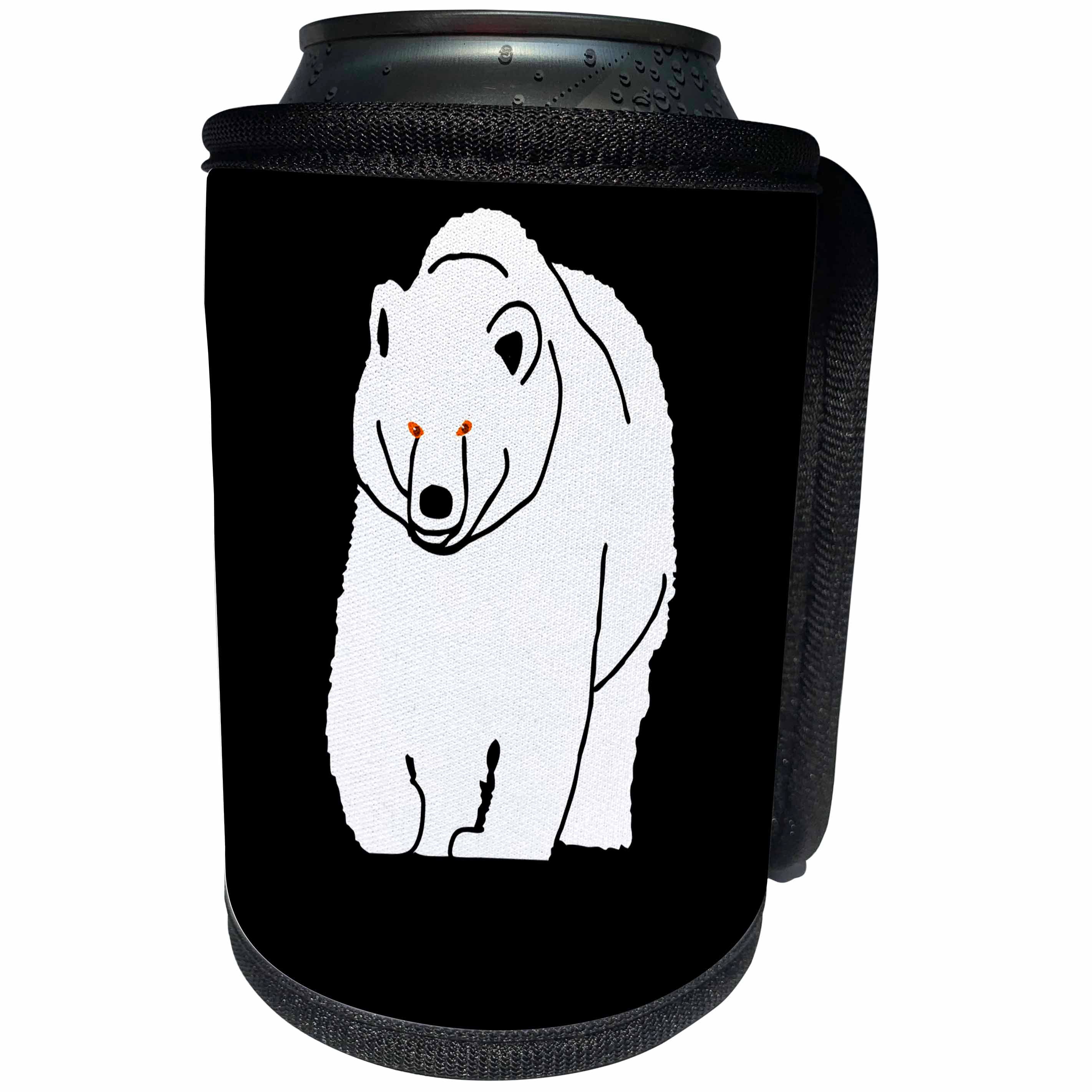 3dRose Alexis Design - Fauna Bear - White silhouette of a bear on black. Add your custom text - Can Cooler Bottle Wrap (cc_273870)