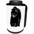 3dRose Alexis Design - Fauna Bear - Black silhouette of a bear on white. Add your custom text - Can Cooler Bottle Wrap (cc_273871)