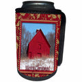 3dRose Beverly Turner Christmas Photography - Red Barn Merry Christmas - Can Cooler Bottle Wrap (cc_27389)