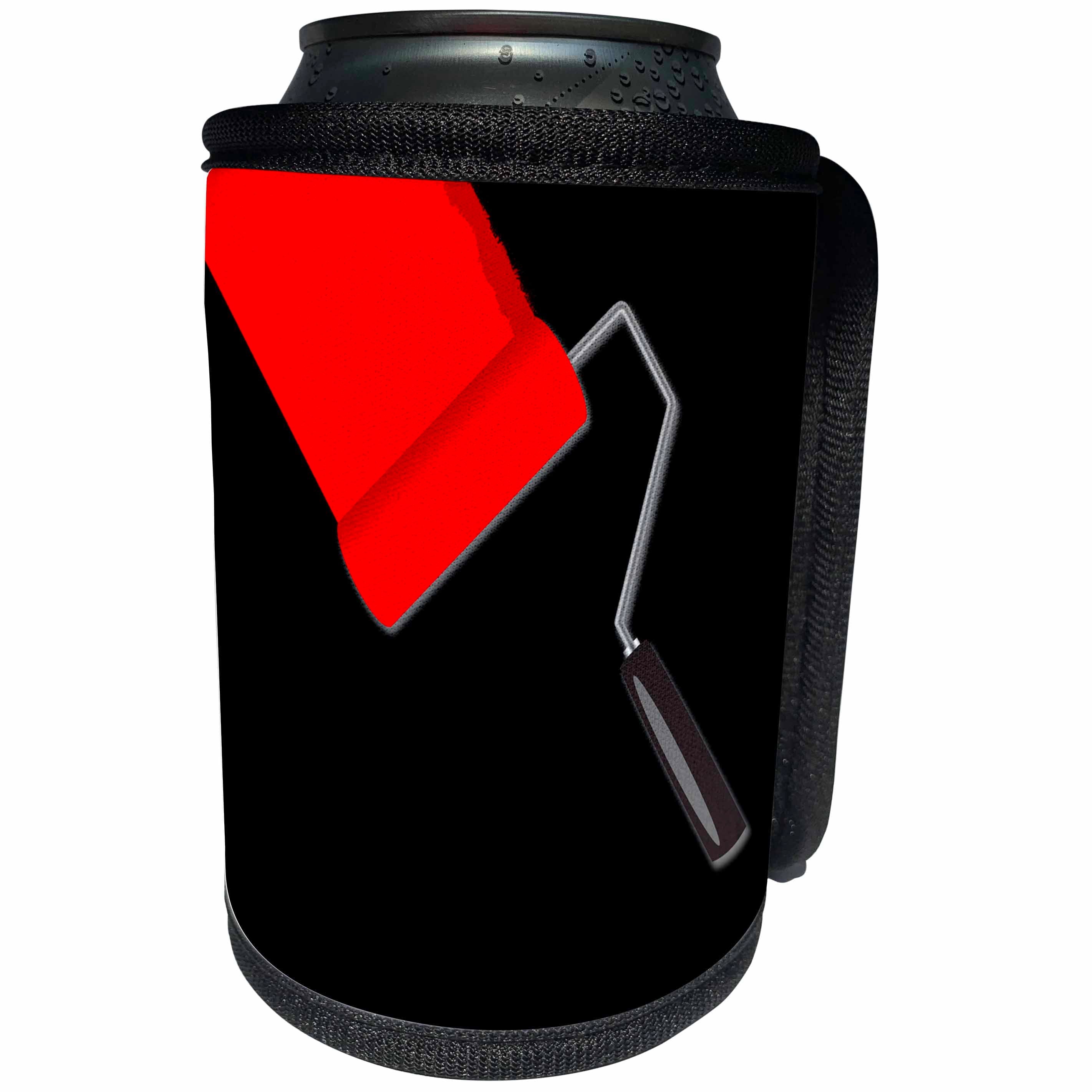 3dRose Alexis Design - Colors - Seven Colors Of Rainbow - Red paint roller on black. Add your text - Can Cooler Bottle Wrap (cc_273900)