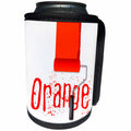3dRose Alexis Design - Colors - Seven Colors Of Rainbow - Orange text and paint roller on white - Can Cooler Bottle Wrap (cc_273901)