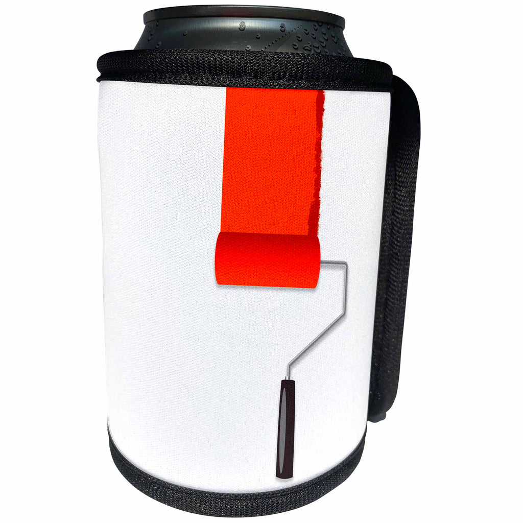 3dRose Alexis Design - Colors - Seven Colors Of Rainbow - Orange paint roller on white. Add your text - Can Cooler Bottle Wrap (cc_273902)