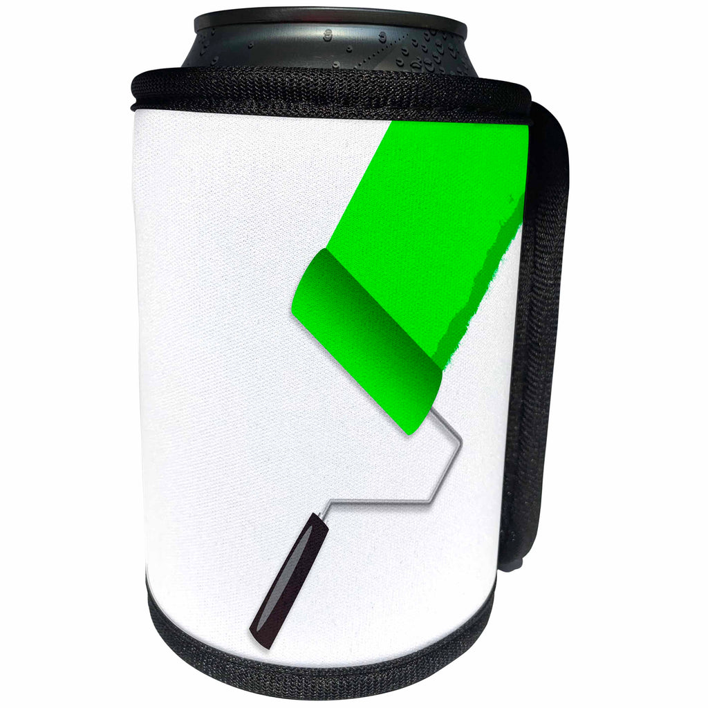3dRose Alexis Design - Colors - Seven Colors Of Rainbow - Green paint roller on white. Add your text - Can Cooler Bottle Wrap (cc_273910)
