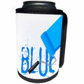 3dRose Alexis Design - Colors - Seven Colors Of Rainbow - Blue text and paint roller on white - Can Cooler Bottle Wrap (cc_273913)