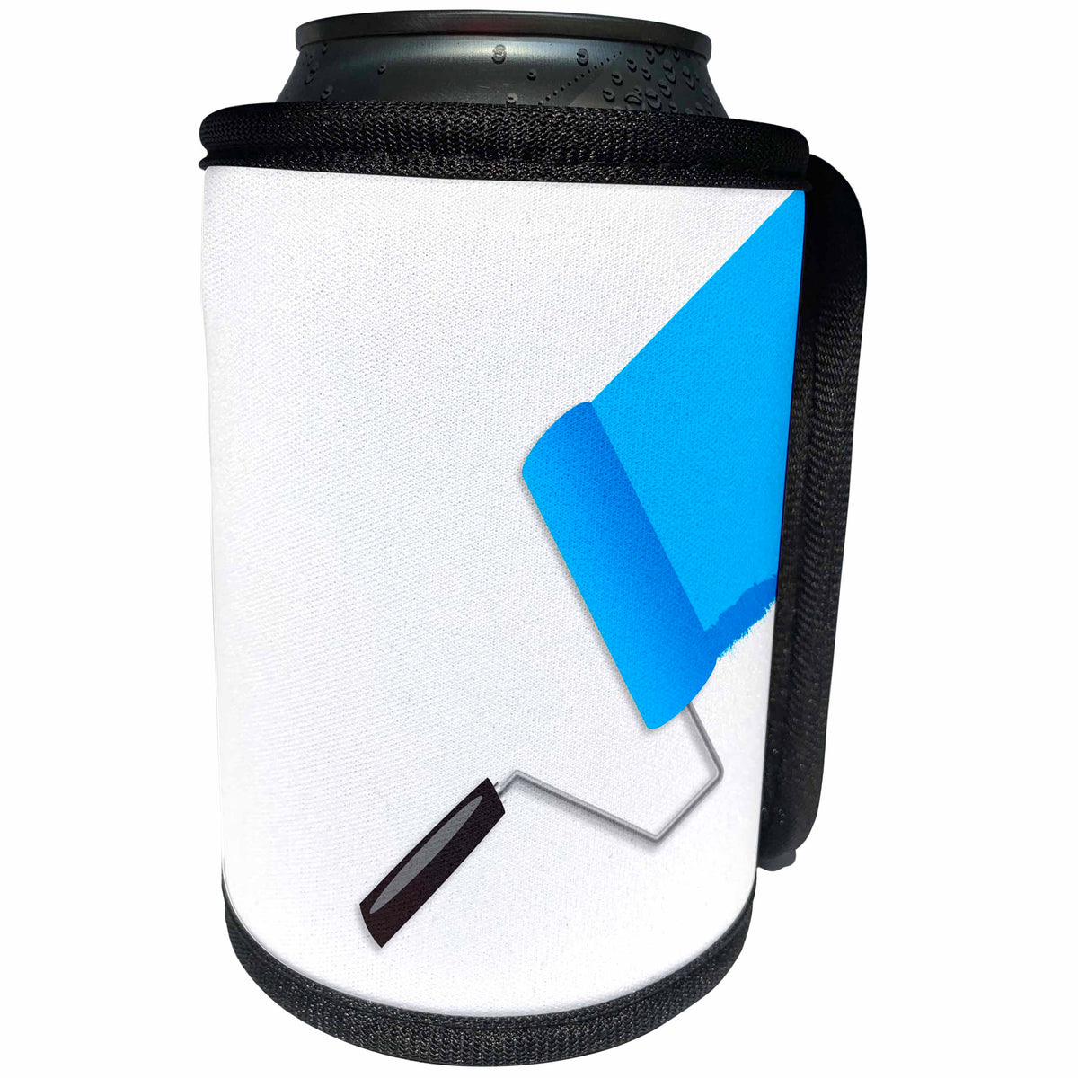 3dRose Alexis Design - Colors - Seven Colors Of Rainbow - Blue paint roller on white. Add your text - Can Cooler Bottle Wrap (cc_273914)