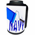 3dRose Alexis Design - Colors - Seven Colors Of Rainbow - Navy text and paint roller on white - Can Cooler Bottle Wrap (cc_273917)