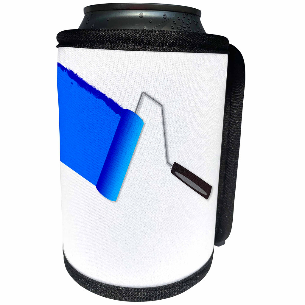 3dRose Alexis Design - Colors - Seven Colors Of Rainbow - Navy paint roller on white. Add your text - Can Cooler Bottle Wrap (cc_273918)