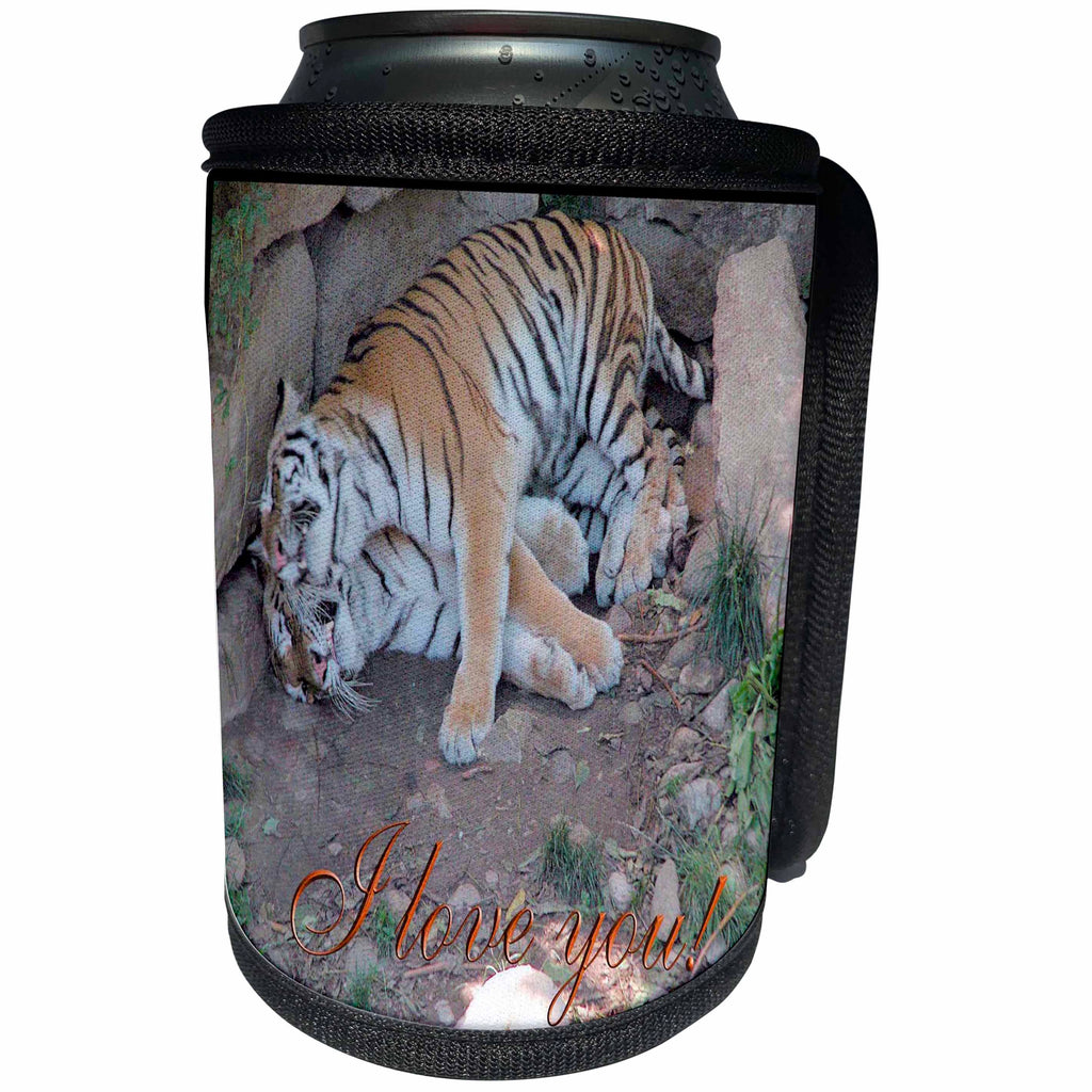 3dRose Beverly Turner I Love you Photography - Tigers Sleeping I Love you - Can Cooler Bottle Wrap (cc_27392)