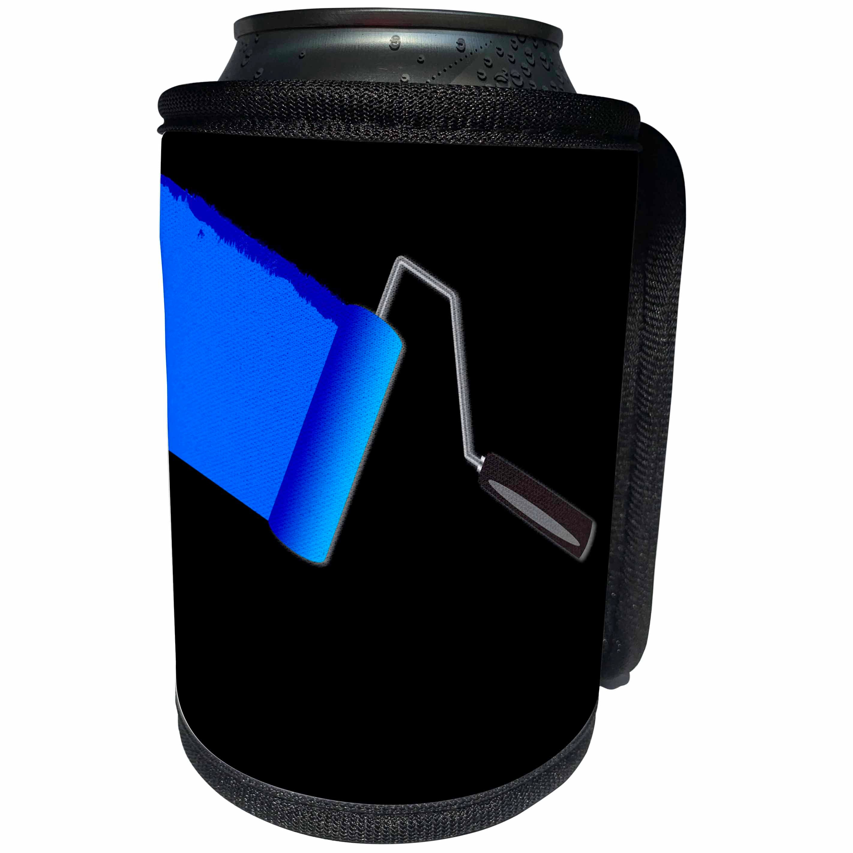 3dRose Alexis Design - Colors - Seven Colors Of Rainbow - Navy paint roller on black. Add your text - Can Cooler Bottle Wrap (cc_273920)